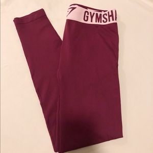 GymShark Fit Leggings - Deep Plum/Chalk Pink